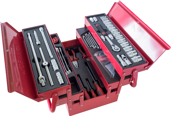 Photo of red toolbox by jeanvdmeulen on pixabay.